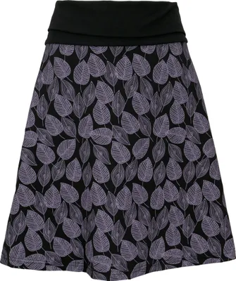 Produktbild von Minirock aus Baumwolle, Boho Tellerrock Herbstlaub Print Organic - Schwarz, Damen, Baumwolle(Bio),Elasthan, Größe: XL