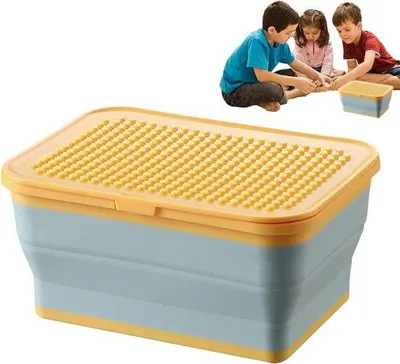 Productafbeelding van Opvouwbare Opberger - Speelgoedbak Deksel - Kinderkamer Organiseren - Dubbele Functie Deksel - 21.5 cm - Blauw