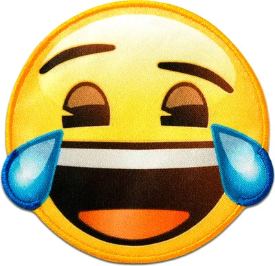 Produktbild von Emoji Lacht Tränen - Aufnäher, Bügelbild, Aufbügler, Applikationen, Patches, Flicken, Zum Aufbügeln, Größe: Ø Ca.6,5 cm