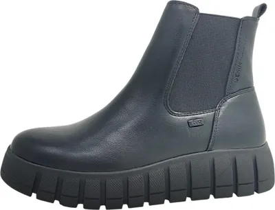 A single black boot on a white background.