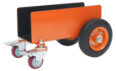 Image de Chariot de manutention - Chariotte de transport - Capacité de charge : 300 kg - Dimensions : 45 x 31,5 x 25,5 cm - Roues : 2 pneus de 20 cm - 2 pneus + 2 roulettes pivotantes avec frein - Amortisseur