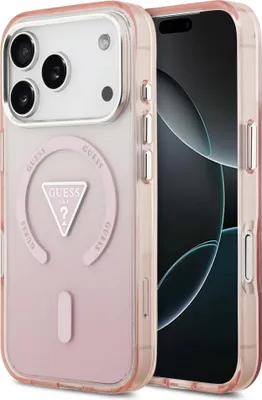 Produktbild von GUESS case passend für IPHONE 17 Pro kompatibel mit MagSafe GUHMP17LHGTMLCGP (IML Gradient W/ Triangle Logo) pink