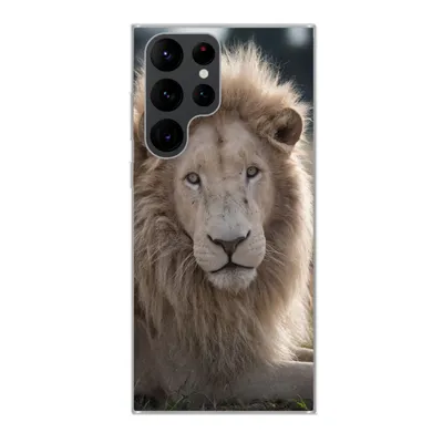 Produktbild von MuchoWow® Handyhülle Schutzhülle Hülle für Samsung Galaxy S22 Ultra Löwe - Tier - Weiß Silikon Softcase Handy Hülle - Abbildung