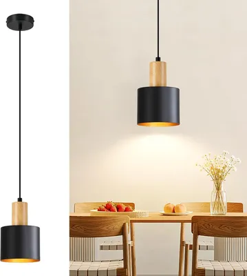 Immagine prodotto di ZMH Lampada a sospensione Lampada da tavolo da pranzo E27 Nera Lampada da sala da pranzo 40W Lampada a sospensione Comodino Regolabile in altezza Lampada da cucina Tavolo da pranzo Senza lampadina