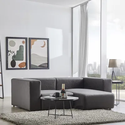 Produktbild von 2-Sitzer Sofa 'Suldal' mit Longchair WildKunstleder Schwarz