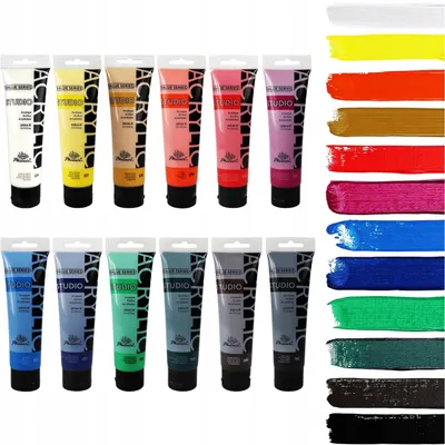 Produktbild von Acrylfarben-Set mit 12 großen Tuben à 100 ml