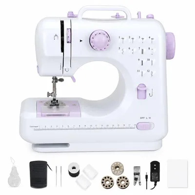 Produktbild von Mini Nähmaschine für Anfänger 12 Stiche Haushalt Doppelfaden Multifunktionsnähmaschine für Kinder