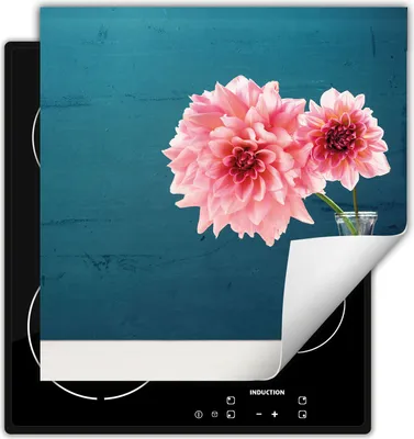 Produktbild von DarHaus Herdabdeckplatte 50x52 cm Anti Rutsch Matte Aufrollbar, blau - Blumen