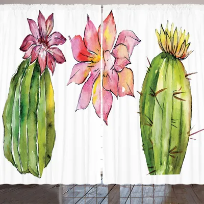 Produktbild von ARANDE Pflanze Aquarell Gardine, Botanische Blumen und Sukkulente Wildblumen Interpretation, 280 x 225 cm, Mehrfarbig