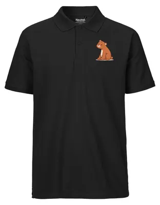 Produktbild von Huuraa Herren Polo Shirt Bär Comic S Black Bio Baumwolle Fairtrade Poloshirt Geschenkidee
