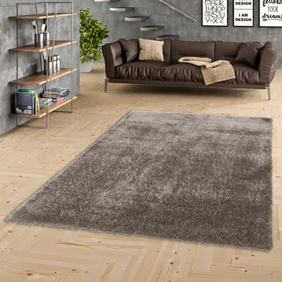 Produktbild von Luxus Hochflor Langflor Teppich Bilbao Grau, Größe:400x500 cm