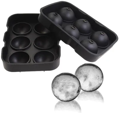 Image de Go Go Gadget – Moule à glaçons – Silicone – Rond – Réutilisable – Diamètre 4,5 cm – Moule pour 6 boules – 1 pièce – Noir