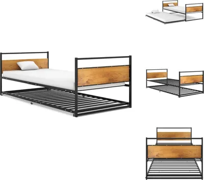 Produktbild von vidaXL Ausziehbett Schwarz Metall 90x200 cm -  Betten & Bettgestelle