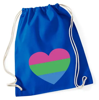 Produktbild von Huuraa Turnbeutel Polyuell Pride Flagge LGBTQ Herz 12 Liter Bright Royal Baumwolle Rucksack Geschenkidee