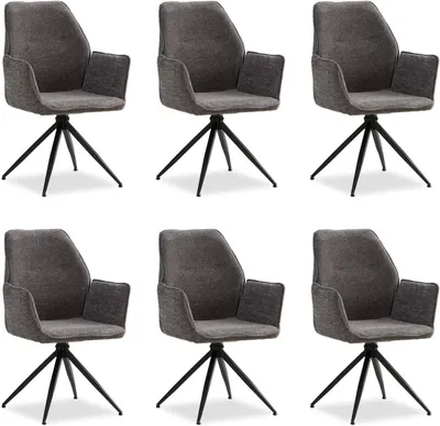 Produktbild von Homestyle4u 6 Polsterstühle drehbar Stuhl Chenille Grau Esszimmerstühle Polstersessel Sessel Armlehnenstuhl