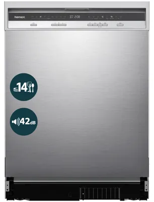Produktbild von homeX DWBU601442A Geschirrspüler 60 cm Unterbau, Spülmaschine - 14 Maßgedecke, 9 Programme, AquaStop, unterbaufähig
