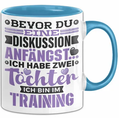 Produktbild von Mama Papa Tasse Geschenk 2 Töchter Geschenkidee Muttertag Vatertag Geschenke (Blau)