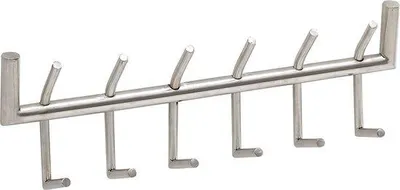 Produktbild von Famanu Wandgarderobe Metall Silber – Design Garderobenpaneel mit Hakenleiste – 60x19x10 cm