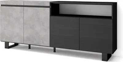 Produktbild von Sideboard, Highboard, 200x87x35cm, 4 Türen, Industriedesign, Zementgrau
