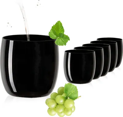Produktbild von PLATINUX Schwarze Elegante Trinkgläser 260ml (max. 320ml) aus Glas Set 6 Teilig Wassergläser Saftgläser Whiskeygläser