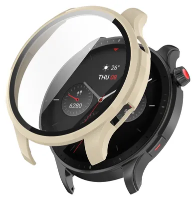 Produktbild von Für Amazfit GTR 4 Schutzhülle PC / gehärtetes Glas Creme Schutz Case Cover Hülle