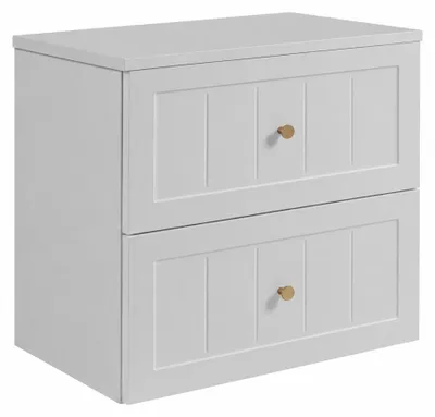 Immagine prodotto di Mobile bagno sospeso, 60 cm, con cassetti, struttura bianca e piano bianco, dimensioni 60 x 46 x 58,6 cm, Immagine generata dall'IA