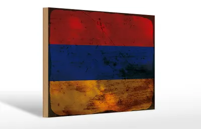 Produktbild von Holzschild Flagge Armenien 30x20cm Flag of Armenia Rost