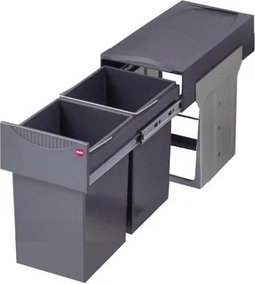 Image de Poubelle encastrable de 30 cm de large | 2 x 15 litres, coulissant à fond, peu encombrante