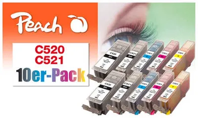 Zdjęcie produktu dla Peach 0F319977, Cyjan, Purpurowy, Czarny fotograficzny, Żółty, 10 szt., Multipak