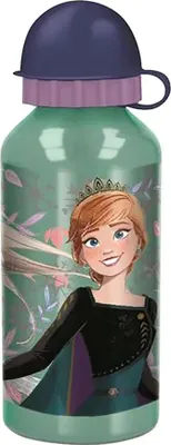 Obrázok produktu pre Fľaša na pitie Disney Frozen - hliníková, 400 ml, s bezpečnostným uzáverom