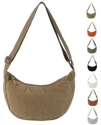 Produktbild von Damen Crossbodytasche aus Rippvelours mit Verstellbarem Schulterriemen