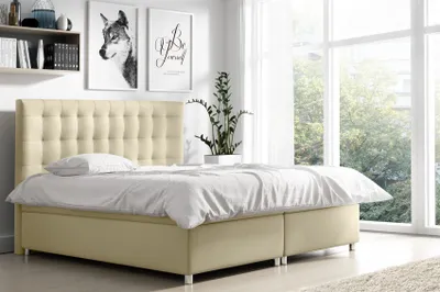Produktbild von Boxspringbett Schlafzimmerbett ENZO Polyesterstoff Creme 200x200cm