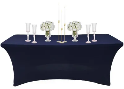 Elastische Tischdecke, rechteckig, 183 cm, dunkelblau, wasserdicht, waschbar