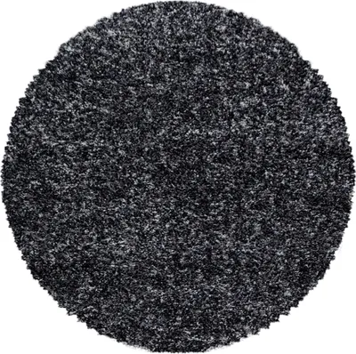 Zdjęcie produktu dla Dywan do salonu, gęsty, antracytowy, okrągły, o wymiarach 200x200 cm, z melanżowym wzorem