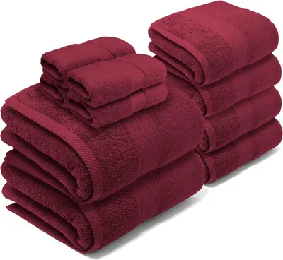 Immagine prodotto di Set di asciugamani da 10 pezzi, 100% cotone, 550 g/m², colore rosso, per il bagno