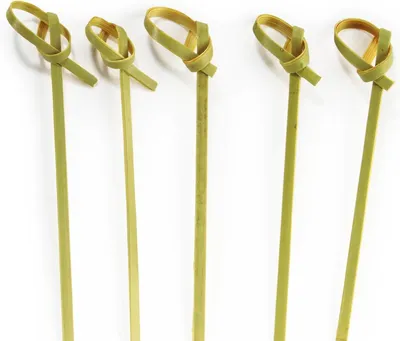 Productafbeelding van Bamboe Knoop Picks - Cocktail Prikkers - Hapjes Serveren - Stijlvol en Praktisch - 100 stuks - Groen