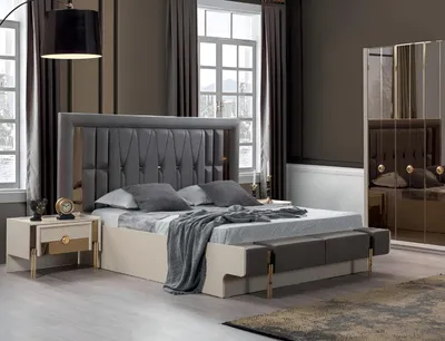 Image de Lit de luxe Design moderne Chambre à coucher Meubles rembourrés Nouveau lit double