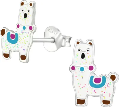 Produktbild von Alpaka Kinder Ohrringe Ohrstecker 925 Sterling Silber
