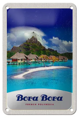 Produktbild von Blechschild Reise 12x18cm Bora Bora Insel Urlaub Sonne Strand Schild