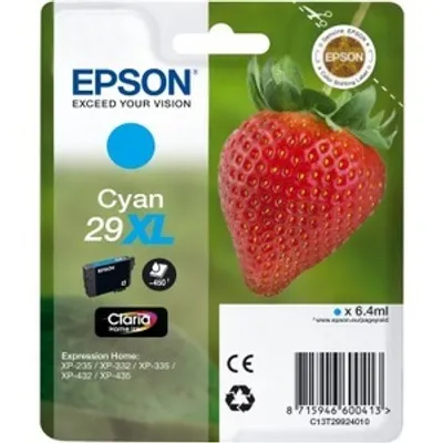 Produktbild von Epson Strawberry Singlepack Cyan 29XL Claria Home Ink, Hohe (XL-) Ausbeute, Cyan, 6,4 ml, 1 Stück(e), 450 Seiten