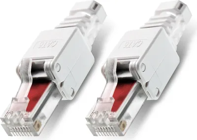 Produktbild von 2x Netzwerkstecker Werkzeuglose Montage Cat5 Cat6 Cat7 LAN Kabel RJ45 Netzwerk
