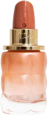 A perfume bottle with a lipstick-shaped cap.