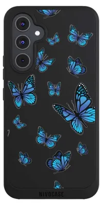 Produktbild von NIVOCASE Handyhülle für Samsung Galaxy A54 5G Hülle NIVOpure Case Schwarz Muster Schmetterling transparent