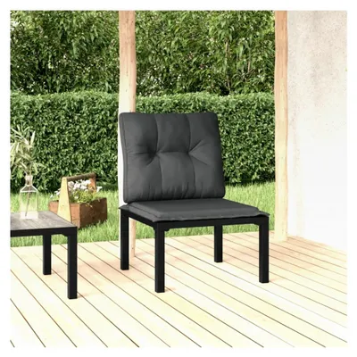 Produktbild von Gartenstuhl mit Kissen, Balkonstuhl, Gartensessel, Terrassenstuhl, Balkonmöbel, Schwarz und Grau Poly Rattan