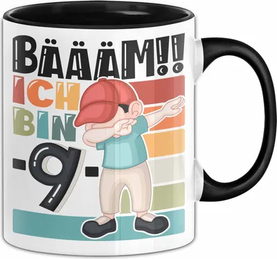 Produktbild von 9. Geburtstag Geschenk Tasse Becher Jungen Geburtstagsgeschenk Sohn Bäääm Ich Bin 9 (Schwarz)