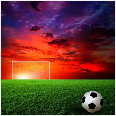 Produktbild von Wallario Memoboard Magnettafel aus Glas, Größe 50 x 50 cm, Motiv Fußball - Fußballfeld bei Sonnenuntergang