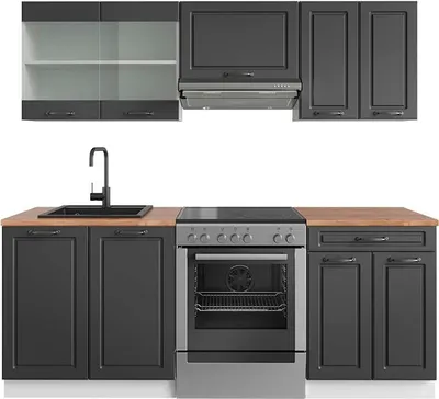Obrázek produktu pro Kuchyňský kout Vicco R-Line Antracitový venkovský dům/bílá 200 cm , PD Dub, Model 42678
