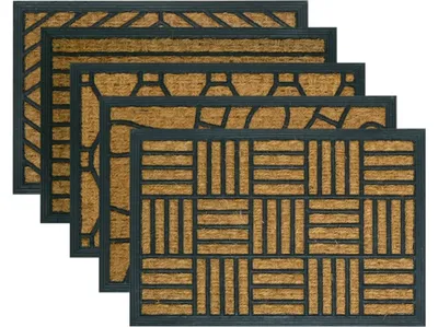 Productafbeelding van Rubberen deurmat Criss Cross, met kokosvezel, 60x40 cm