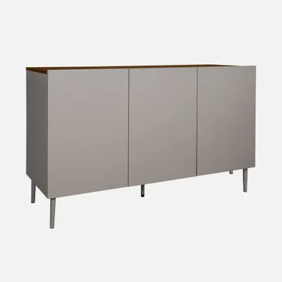 Produktbild von sweeek - Sideboard aus Metall und Holzdekor, 3 Türen, B 120 cm - Grau