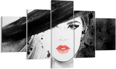 Produktbild von Bild auf Leinwand - Leinwandbild - Frau Gesicht Lippen - 125x70cm - Wand Bild - Wanddeko - Leinwanddruck - Bilder - Kunstdruck - Wanddekoration - Leinwand bilder - Wandkunst - EA125x70-3916
